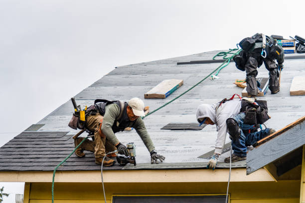 Professional Roof Replacement technician working in Hull, TX